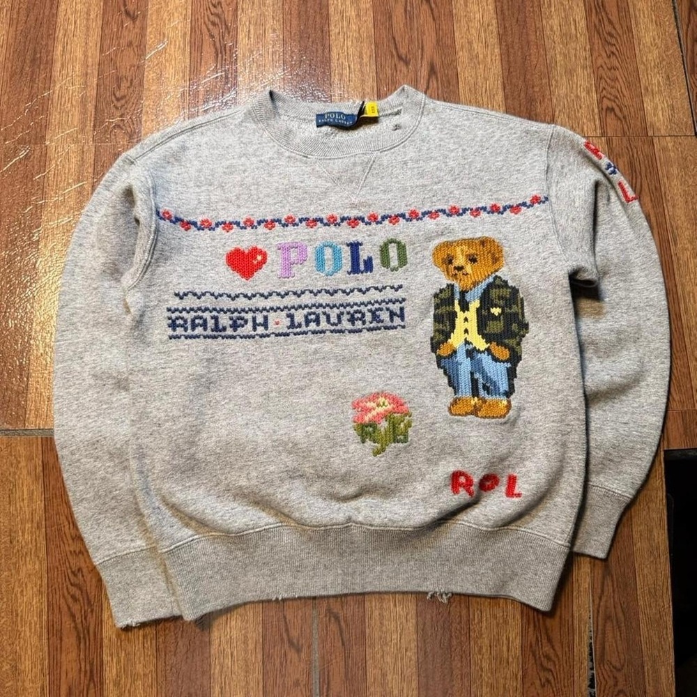Polo Ralph Lauren Women's Rare Heart Polo Bear Knit Sweater Sweatshirt XS